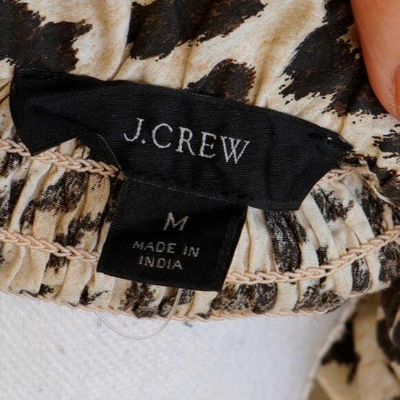 NWT J. Crew Dress Leopard Midi Ruffle Neck 50s Classic Tea Length Balloon Sleeve - Picture 6 of 11